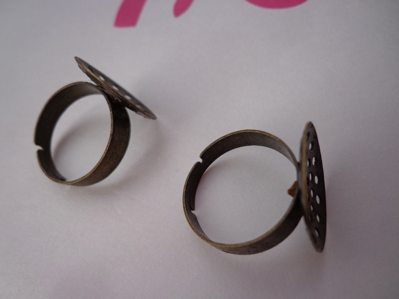 20pc 18mm antique bronze smooth metal ring-970 