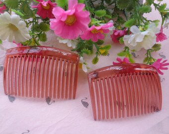 SALE--20 pcs coffee transparent plastic Hair Combs (19 teeth) 66mmx45mm