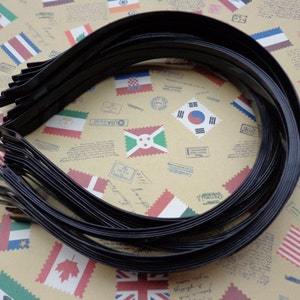 plain Black colored iron metal headband - 20 pcs 7mm