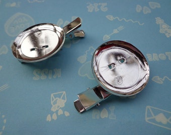 SALE--20 pcs 35 mm White K Plated/Nickel free Brooch Back Base With Clip and Safety Pin