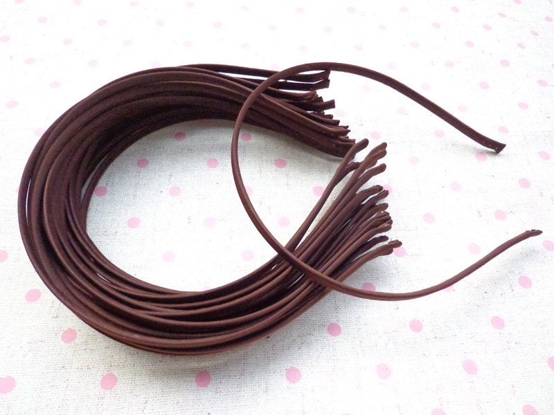 SALE--20 pcs Brown Cloth Covered Headband 5mm Wide