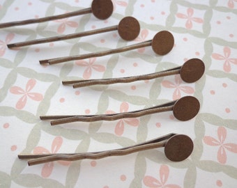 SALE--Bobby Pin--100pcs antique bronze Bobby Pins with 8mm Round Pad (44mm)