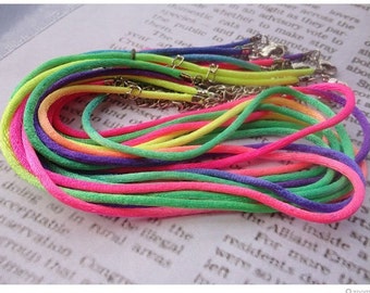 SALE--High Quality-20pcs 2mm 16-18 inch adjustable rainbow satin necklace cord