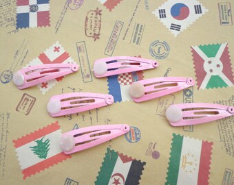 SALE--100 pcs---Pink Hair Snap Clip With Flat Pad