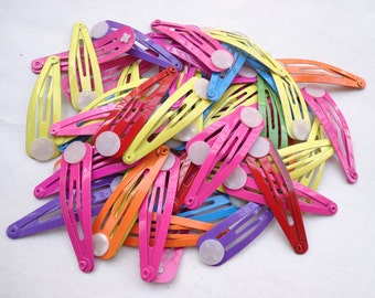 SALE--50 pcs---Mixed colors Hair Snap Clip With Flat Pad--12x47mm