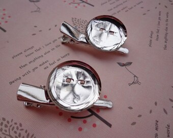SALE--20 pcs 20mm White K Plated/Nickel free Brooch Back Base With Clip and Safety Pin