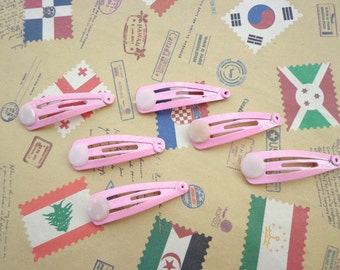 SALE--50 pcs---Pink Hair Snap Clip With Flat Pad