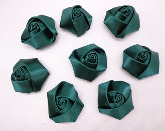 20 pcs  35X20mm dark green  lovely  rose satin flowers