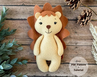 Felt Hedgehog - Felt PDF Pattern, Felt Woodland Animals