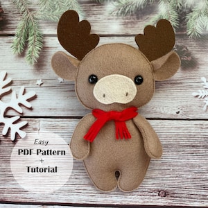 Felt Moose - Felt PDF Pattern, Felt Woodland Animals