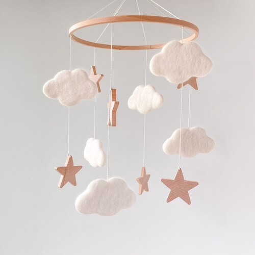 Cloud Baby Mobile Wooden Mobile Etsy