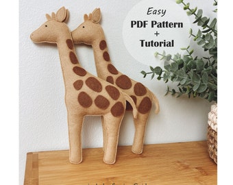 Felt Giraffe - Felt Sewing Pattern, Felt Safari Animals, Felt Toy Pattern