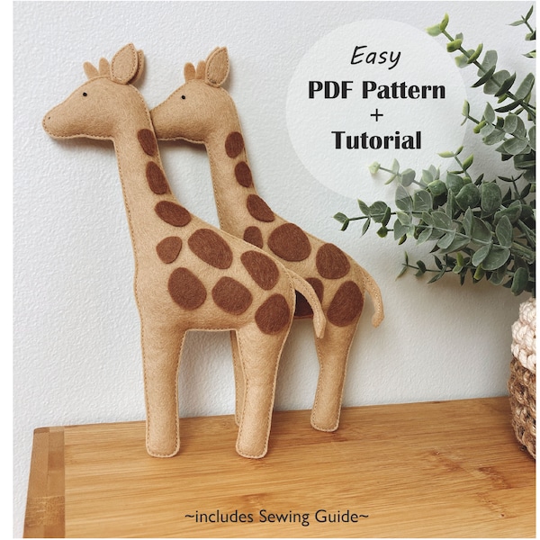 Felt Giraffe - Felt Sewing Pattern, Felt Safari Animals, Felt Toy Pattern