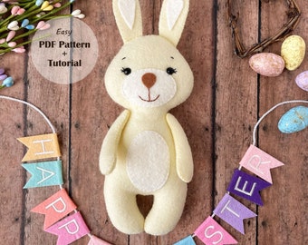 Easter Bunny - Felt PDF Pattern, Felt Pattern, Felt Bunny, Easter Bunny Decor