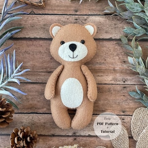 Felt Bear - Felt PDF Pattern, Felt Woodland Animals