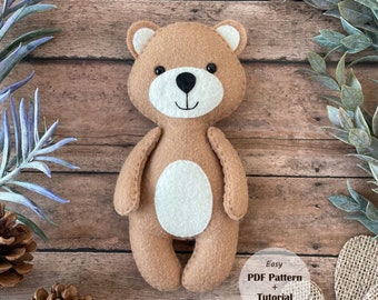 Felt Bear - Felt PDF Pattern, Felt Woodland Animals