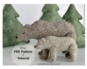 Felt Woodland Animals - PDF Pattern, Felt Bear, Felt Toy Pattern