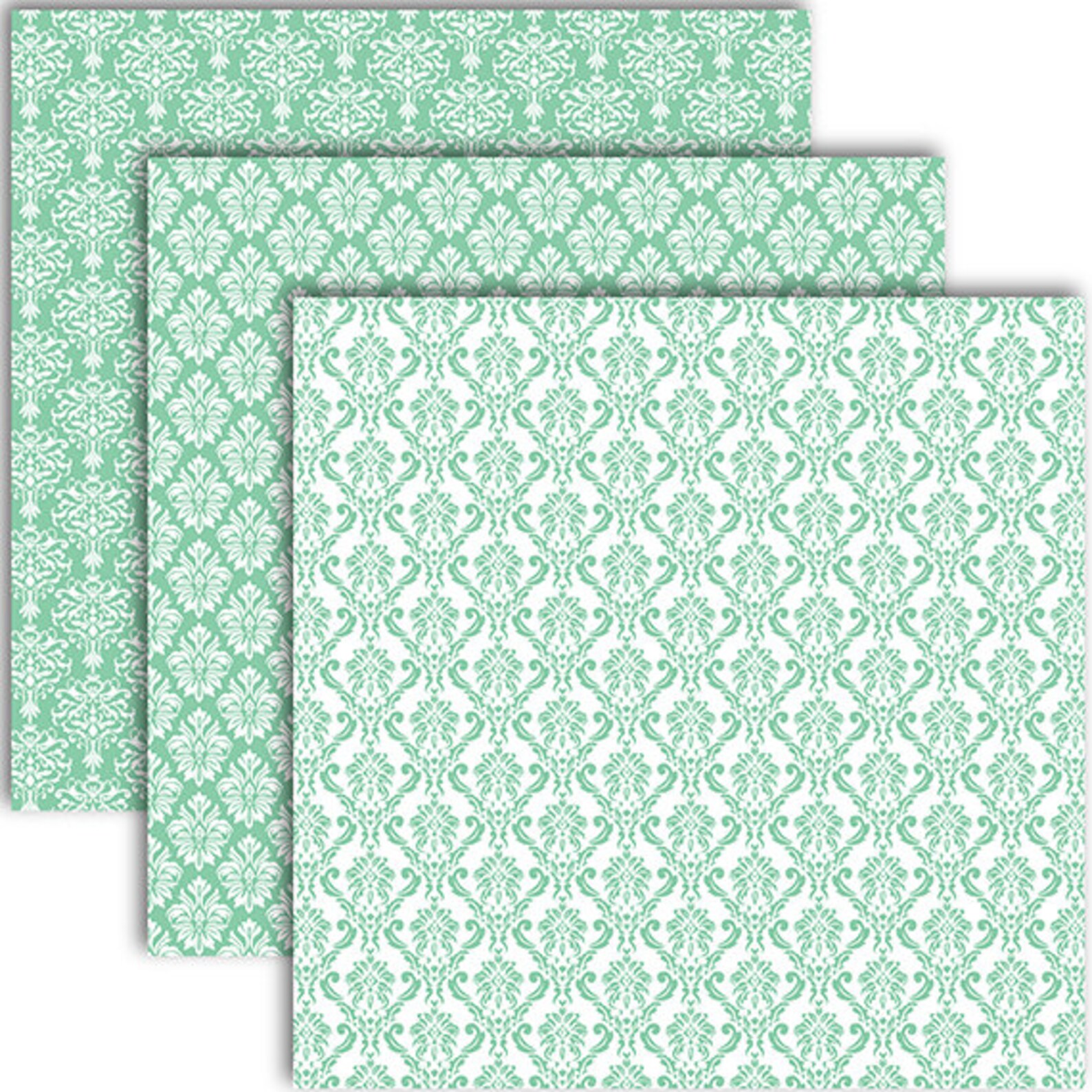 Damask Digital Paper damask TEAL Green Scrapbook Etsy