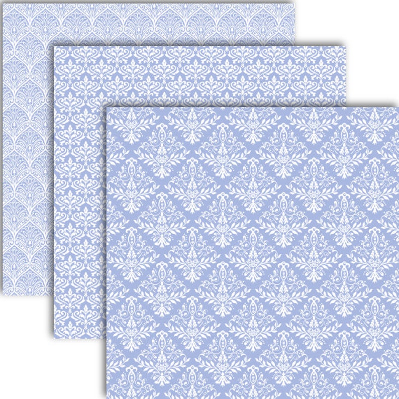 Damask Lavender Digital Scrapbook Paper Pack Instant Download image 4