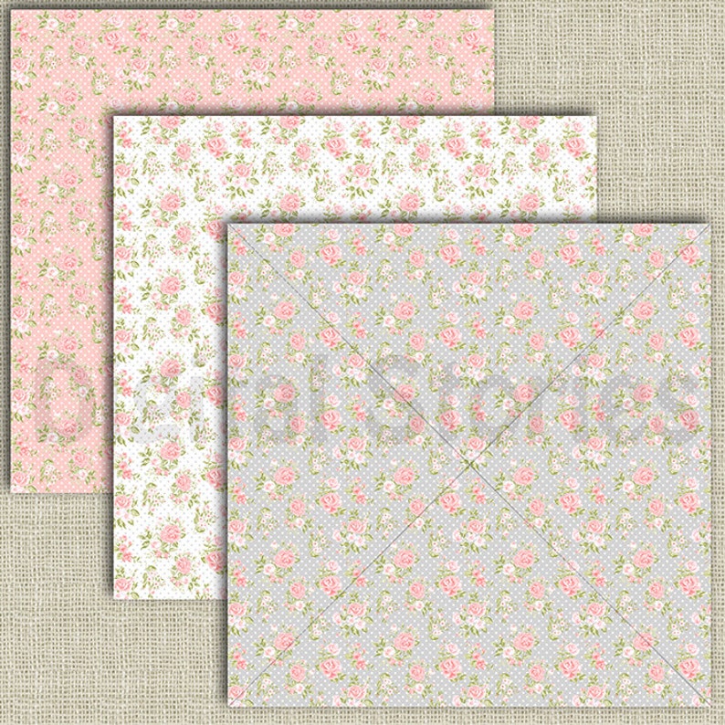 Shabby Chic Digital Paper: SHABBY CHIC MORNING Floral pastels digital papers for scrapbooking, invites, cards image 2