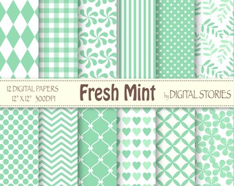 Mint Basic Digital Paper Pack - Fresh Mint - Instant Download