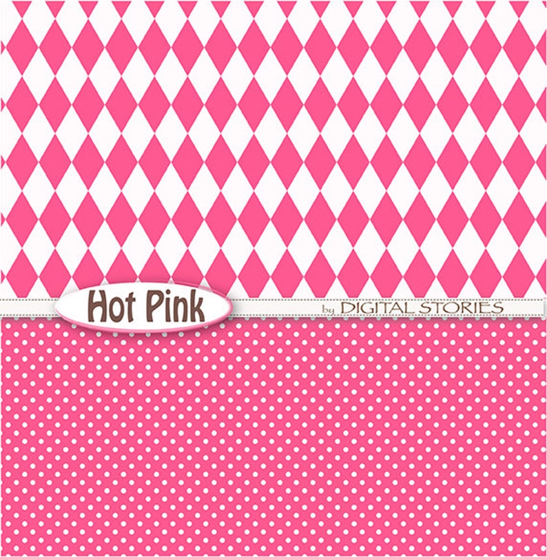 Hot Pink Digital Paper HOT PINK Basic Floral Etsy