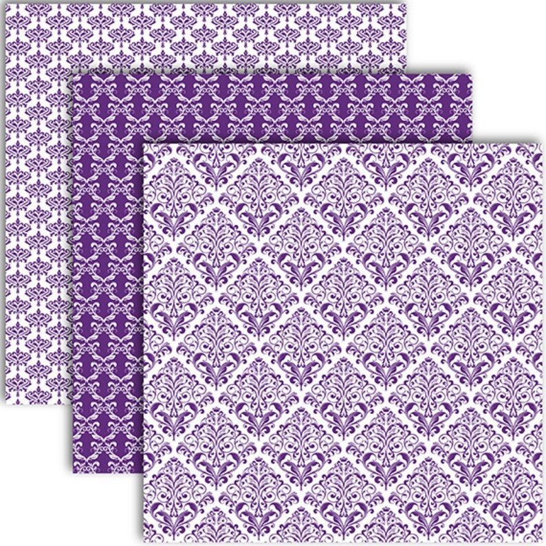 Damask Digital Paper DAMASK PURPLE scrapbook Etsy