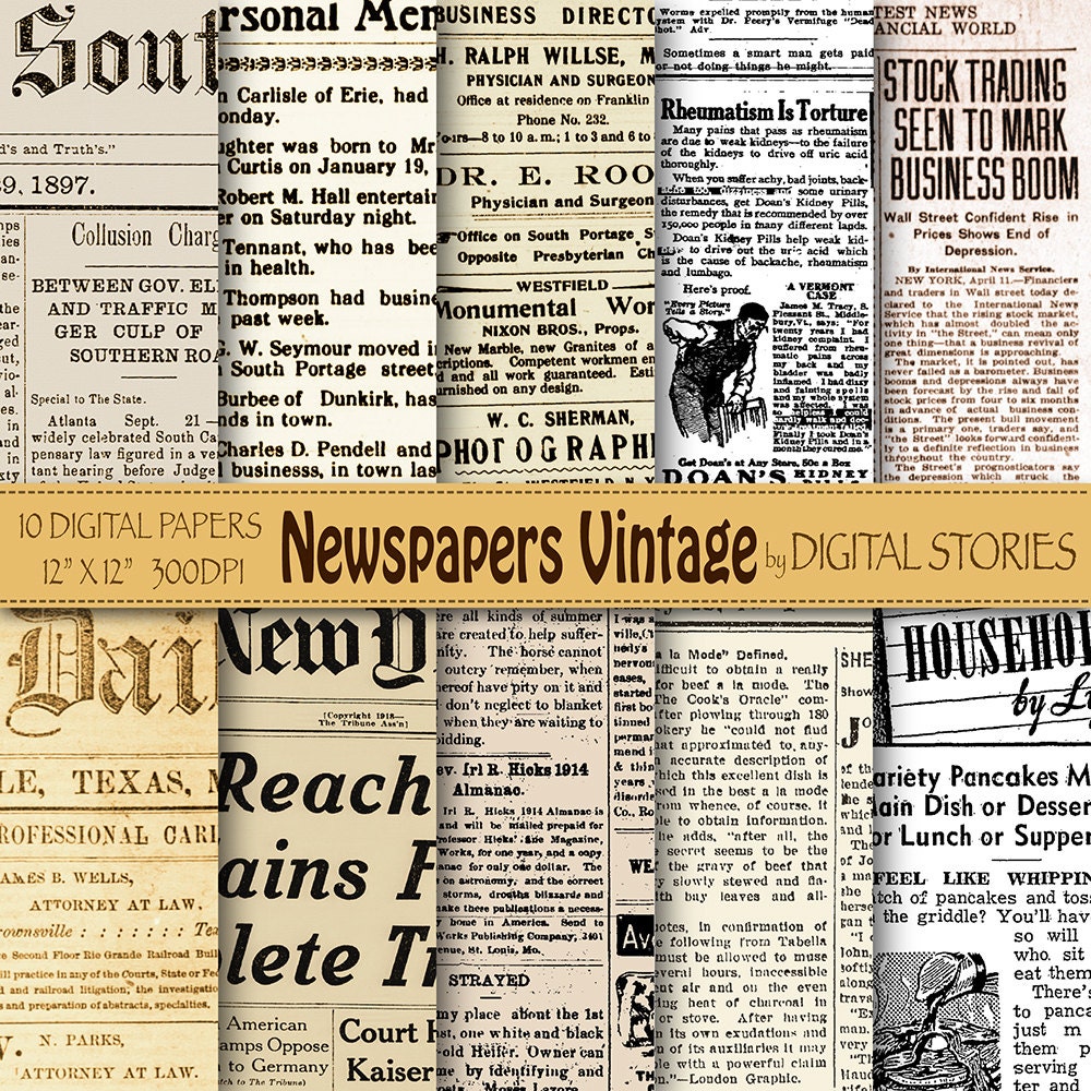 Newspapers Digital Paper Newspaper Vintage Old Etsy Newspapers Digital Paper Newspaper Vintage Old Etsy