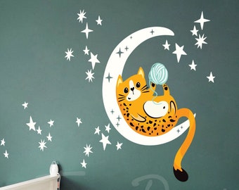 Verspieltes Wandbild für Mädchen im Mond