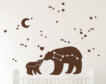 Bear Constellation Wall Decal – Mom and Baby Bear, Nursery Mural