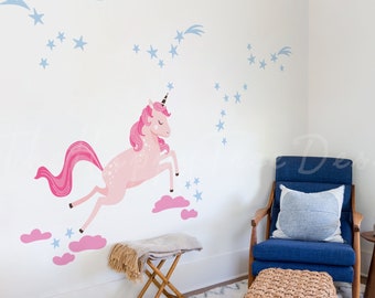Unicorn in Space Wall Decal – Kids Room Star Constellation Set