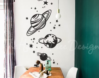 Ensemble d'autocollants muraux planétaires, autocollants spatiaux