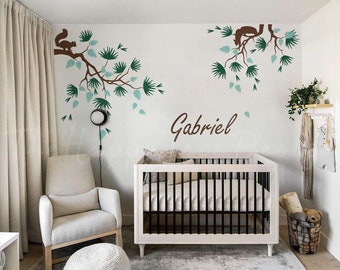 Personalisiertes Baum mit Eichhörnchen Wandtattoo Set - Kinderzimmer Dekor
