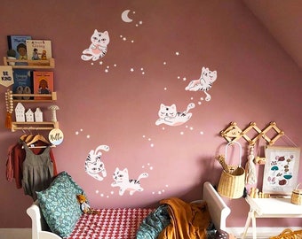 Weltraum Katzen Wandtattoo Set - Kätzchen & Sternbild Wandbild