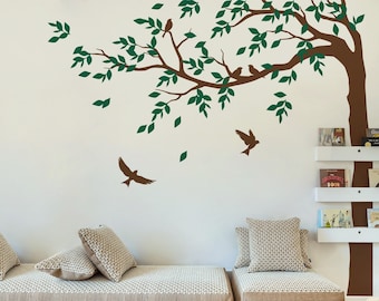 Naklejka ścienna „Długie drzewo narożne” – wystrój domu w stylu natury, HT006