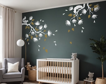 Squirrels Tree Branch Wall Decal Set – Kid Room Design