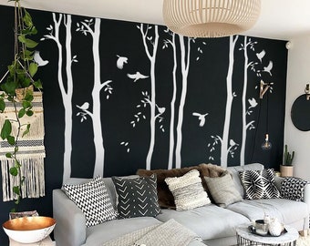 Baum und Vogel Wandtattoo für Kinderzimmer Wandbild, Baum Langer Baum Aufkleber