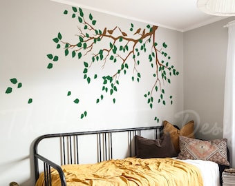 Décalcomanie de grande branche d’arbre | Conception de mur de chambre d'enfant | Autocollant mural de taille moyenne | Conception de branche - HT002