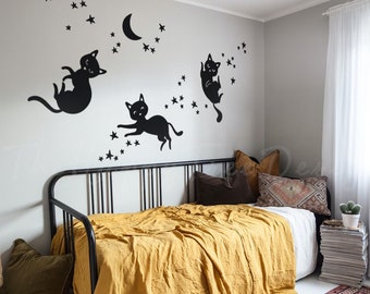 Wandtattoo mit Katze und Sternbild für Kinderzimmer