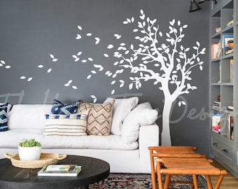 Naklejka ścienna „Białe drzewo” – wystrój pokoju dziecięcego