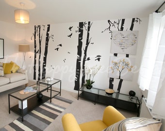 Long Tree Wall Decal – Kid's Room Forest Mural Set