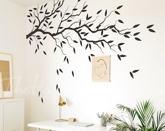 Décalcomanie murale branche - décoration murale arbre noir, décoration d'intérieur familiale