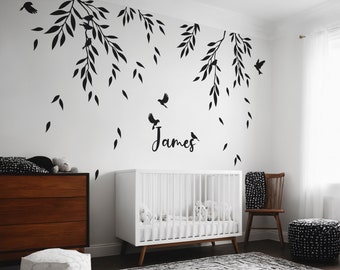 Personalized Branch Wall Decal – Botanical Mural, Kid's Room Decor