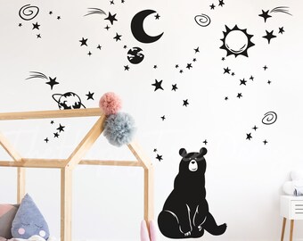 Space wall decal design Kid room decal Space Bears Great design how love cosmos...HT041