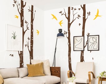 Zestaw naklejek ściennych z winylu „Długie drzewo” – projekt muralu „Dzikie drzewo”