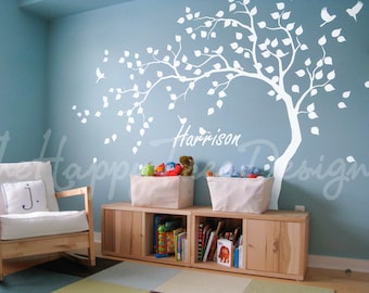 Personalized Wind Tree Wall Decal – Nursery Kid Room Art _HT075