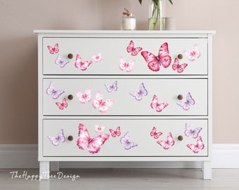 Lilac and Pink Butterfly Wall Decal Set | Kid's Room Decor