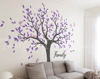 Décalcomanie murale en vinyle arbre généalogique - Décoration murale intérieure