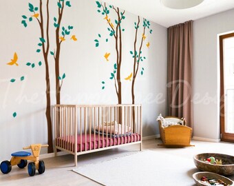 Long Tree Wall Decal    Nursery Forest Sticker    Tree Wall Art    Family home Mural - HT004