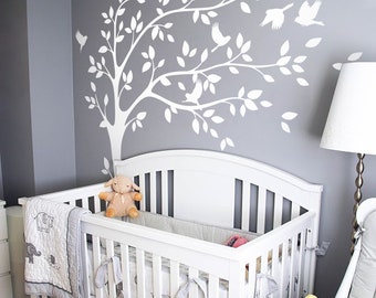 Weißer Wandaufkleber Großer Wind Baum Wandbild Kinderzimmer Wandaufkleber - HT085
